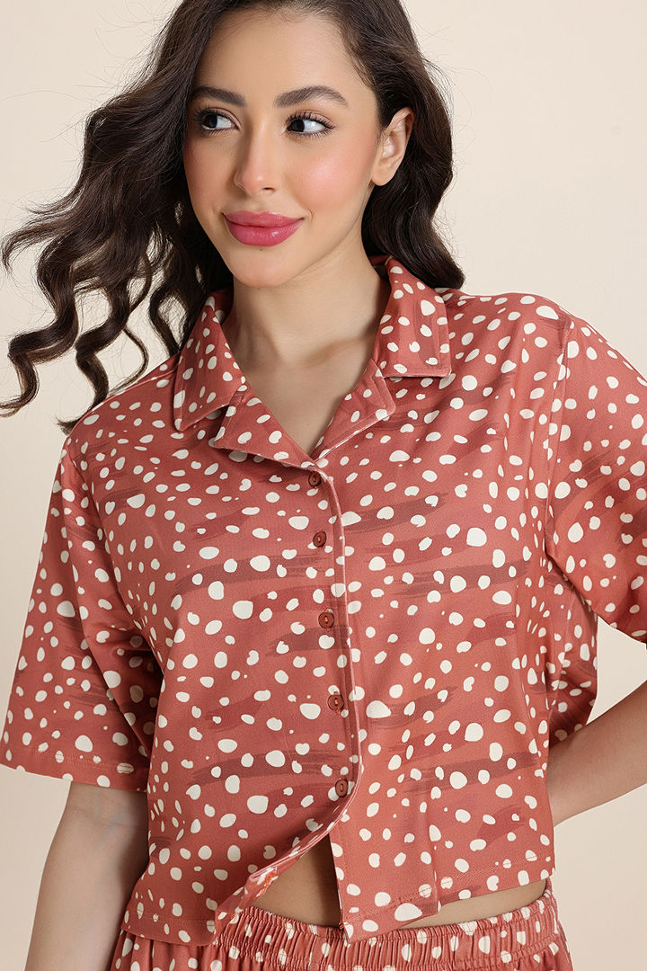 Zivame Dot & Doze Knit Poly Pyjama Set - Raw Sienna — image 6